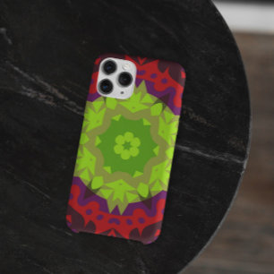 Retro Mandala Flower Green Red and Purple iPhone 11 Case