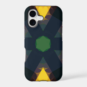 Retro Mandala Flower Green Yellow and Blue