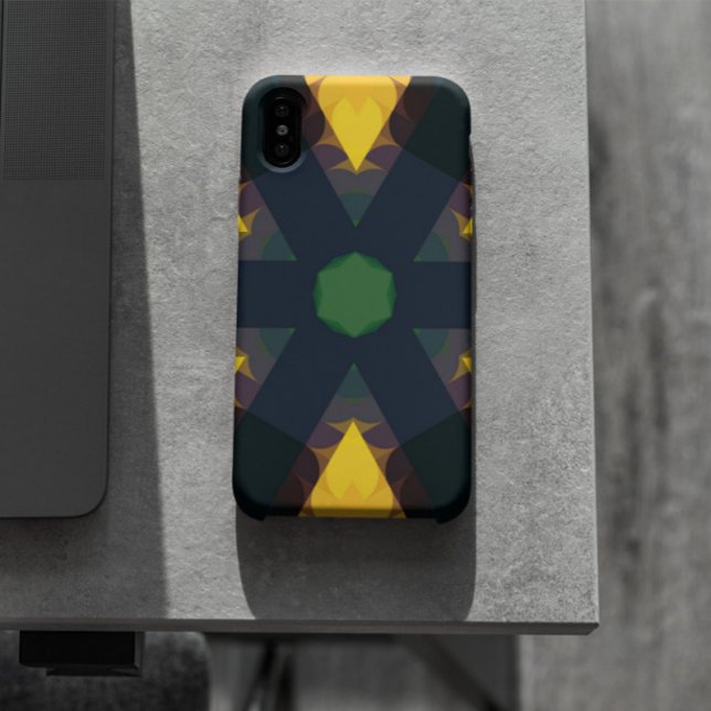 Retro Mandala Flower Green Yellow and Blue Case-Mate iPhone Case (Creator Uploaded)