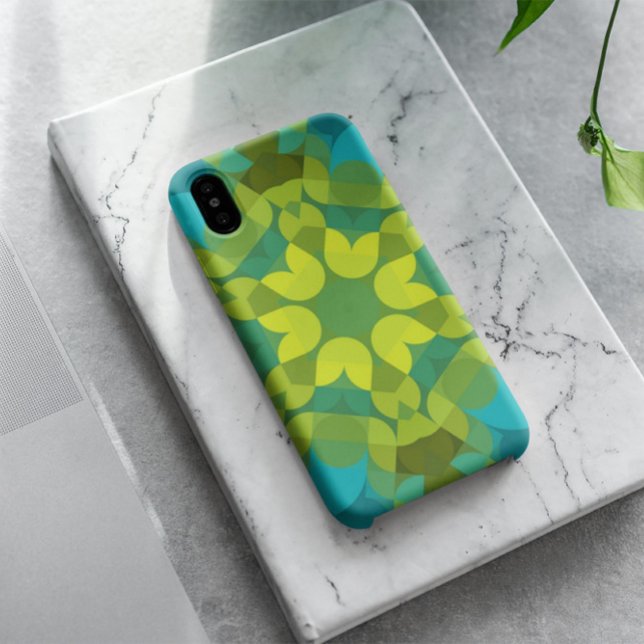 Retro Mandala Flower Green Yellow and Blue Case-Mate iPhone Case (Creator Uploaded)