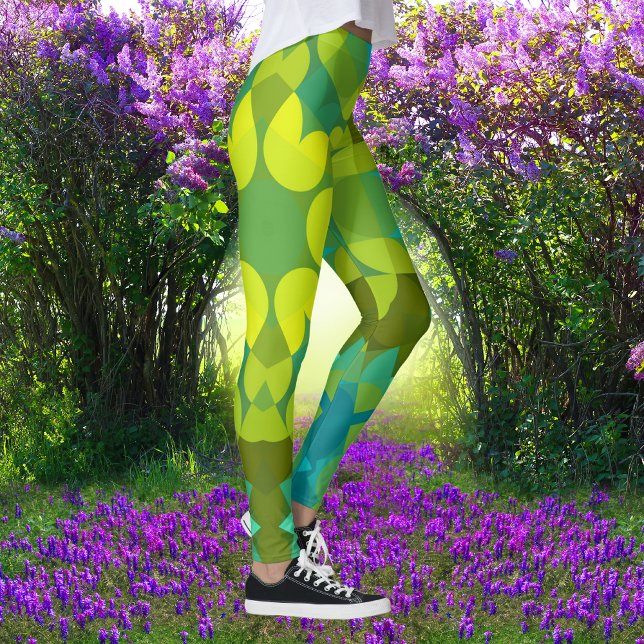 Retro Mandala Flower Green Yellow and Blue Leggings (Creator Uploaded)