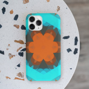 Retro Mandala Flower Orange and Blue iPhone 11 Case