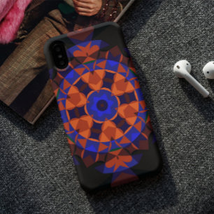 Retro Mandala Flower Orange and Blue iPhone 11 Case