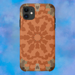 Retro Mandala Flower Orange and Tan iPhone 11 Case