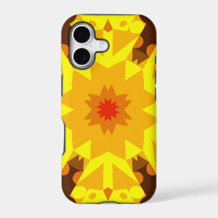 Retro Mandala Flower Orange and Yellow