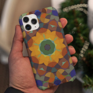 Retro Mandala Flower Orange Blue and Green iPhone 11 Case