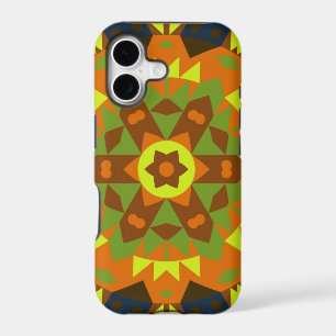 Retro Mandala Flower Orange Yellow and Blue