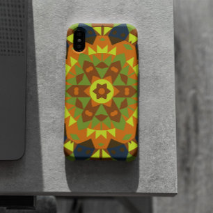 Retro Mandala Flower Orange Yellow and Blue iPhone 11 Case