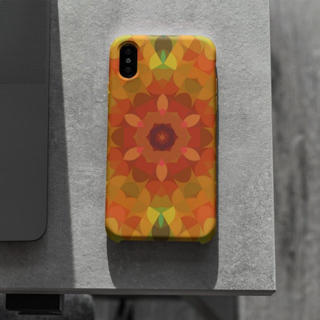 Retro Mandala Flower Orange Yellow and Green Case-Mate iPhone Case (Creator Uploaded)