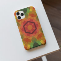 Retro Mandala Flower Orange Yellow and Green