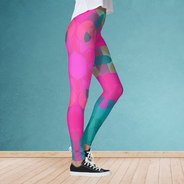 Retro Mandala Flower Pink and Blue Leggings (Creator Uploaded)