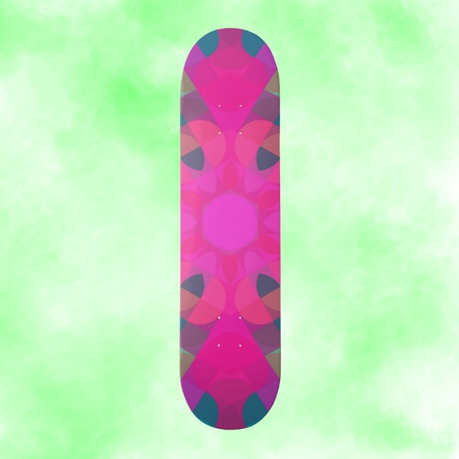 Retro Mandala Flower Pink and Blue Skateboard (Creator Uploaded)