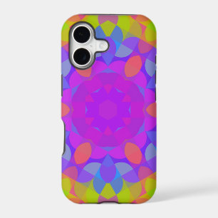 Retro Mandala Flower Pink Green and Blue