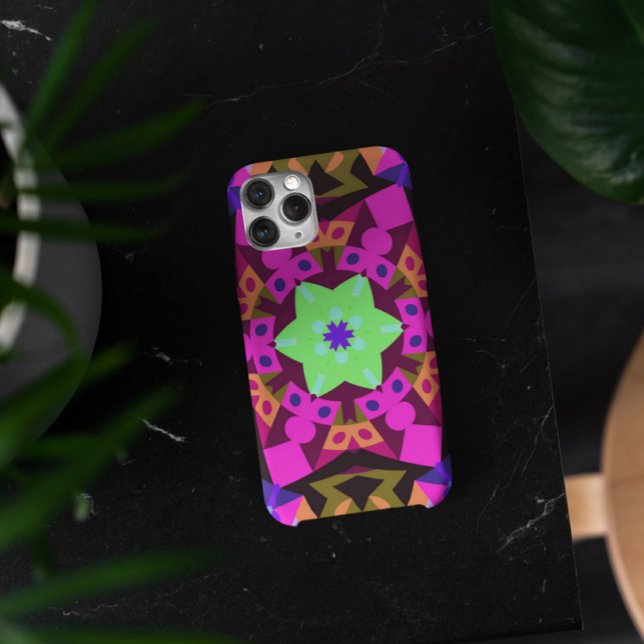 Retro Mandala Flower Pink Orange and Green Case-Mate iPhone Case (Creator Uploaded)