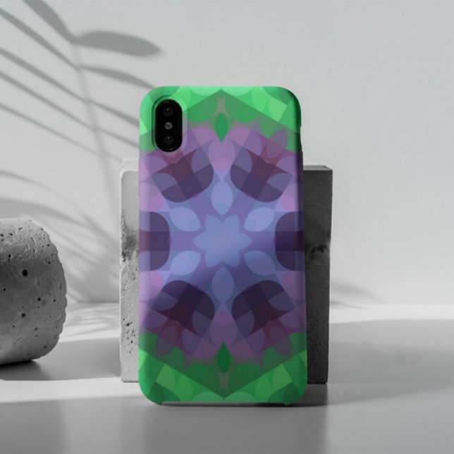 Retro Mandala Flower Purple and Green Case-Mate iPhone Case (Creator Uploaded)