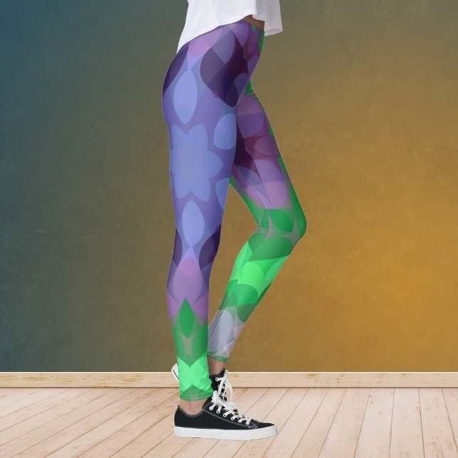 Retro Mandala Flower Purple and Green Leggings (Creator Uploaded)