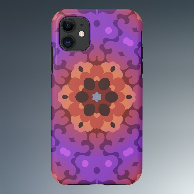 Retro Mandala Flower Purple and Red Case-Mate iPhone Case (Creator Uploaded)