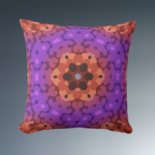 Retro Mandala Flower Purple and Red Cushion