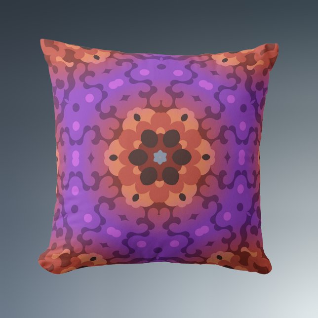 Retro Mandala Flower Purple and Red Cushion (Creator Uploaded)
