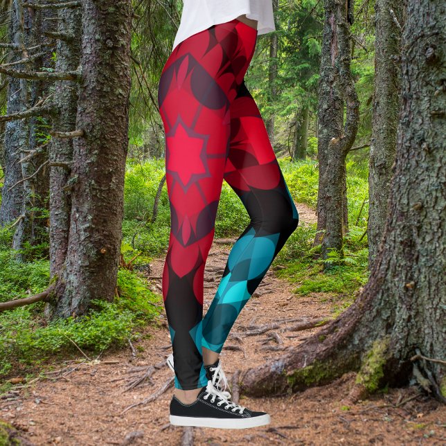 Retro Mandala Flower Red and Blue Leggings (Creator Uploaded)