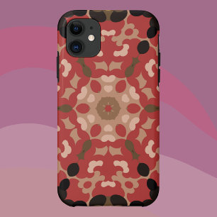 Retro Mandala Flower Red and Brown iPhone 11 Case