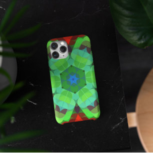 Retro Mandala Flower Red and Green iPhone 11 Case