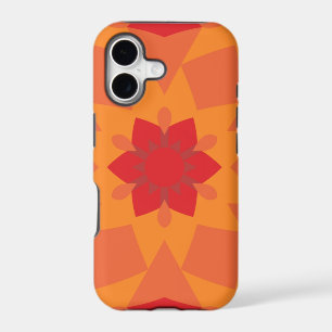 Retro Mandala Flower Red and Orange