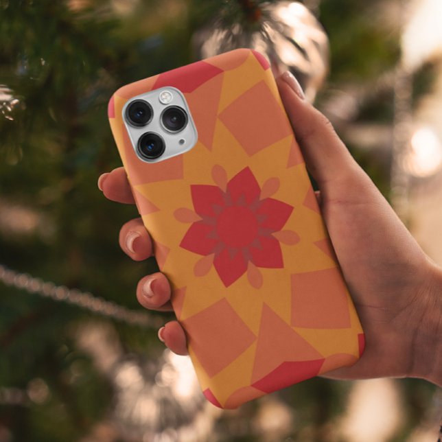 Retro Mandala Flower Red and Orange Case-Mate iPhone Case (Creator Uploaded)