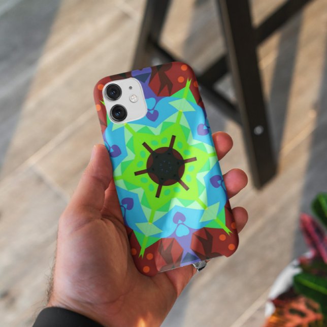 Retro Mandala Flower Red Blue and Green Case-Mate iPhone Case (Creator Uploaded)