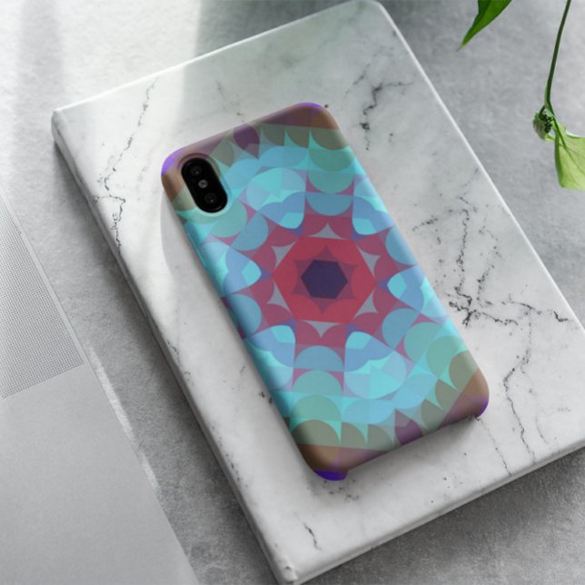 Retro Mandala Flower Red Blue and Purple Case-Mate iPhone Case (Creator Uploaded)