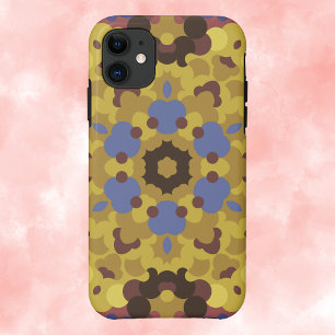 Retro Mandala Flower Yellow and Blue iPhone 11 Case