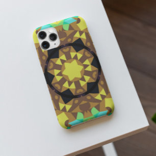 Retro Mandala Flower Yellow Blue and Green iPhone 11 Case