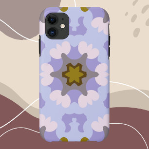 Retro Mandala Flower Yellow Blue and Purple iPhone 11 Case