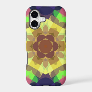 Retro Mandala Flower Yellow Green and Blue