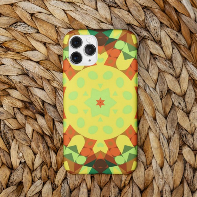 Retro Mandala Flower Yellow Orange and Green Case-Mate iPhone Case (Creator Uploaded)