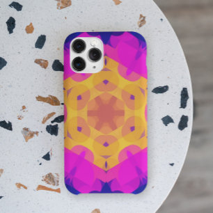 Retro Mandala Flower Yellow Pink and Blue iPhone 11 Case