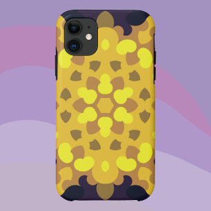 Retro Mandala Flower Yellow Purple and Green iPhone 11 Case