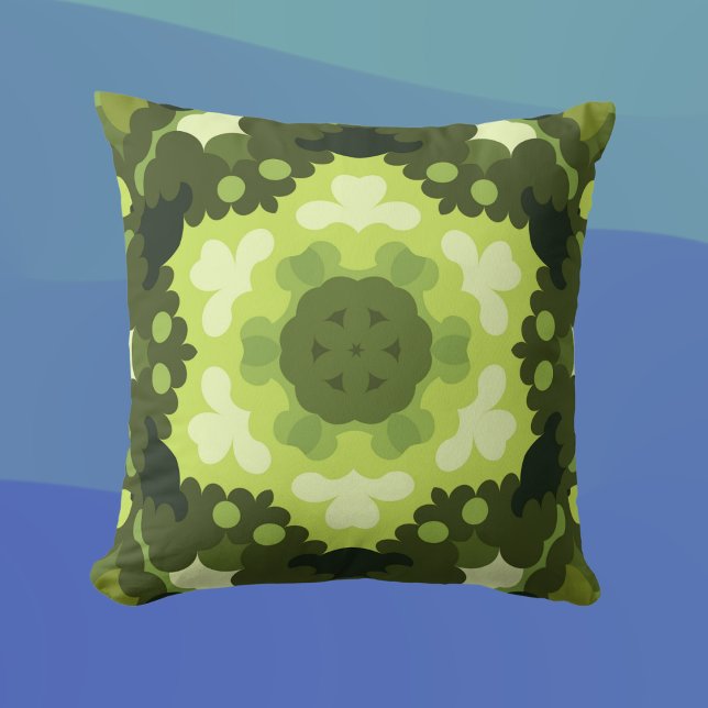 Retro Mandala Green Cushion (Creator Uploaded)
