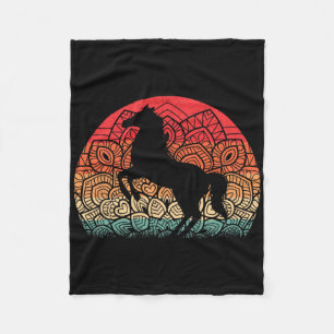 Retro Mandala Horse Lover Horseback Riding Western Fleece Blanket