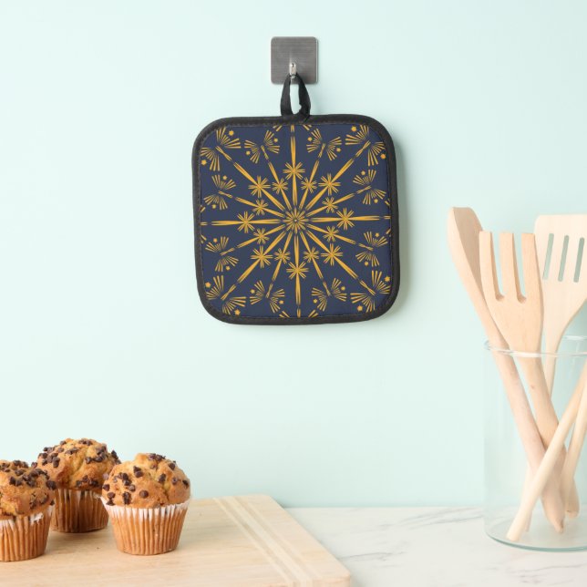 Retro Mandala Midnight Pot Holder (Insitu(Hanging))