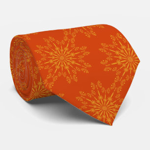Retro Mandala Papaya Neck Tie