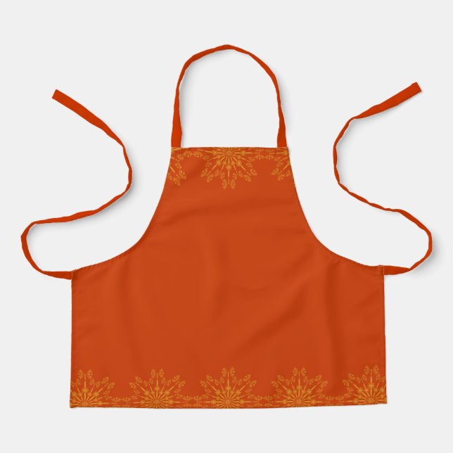 Retro Mandala Papaya Small Apron (Front)