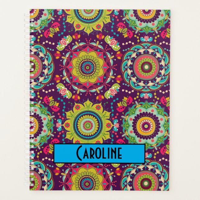 Retro Mandala Pattern Personalised Planner (Front)