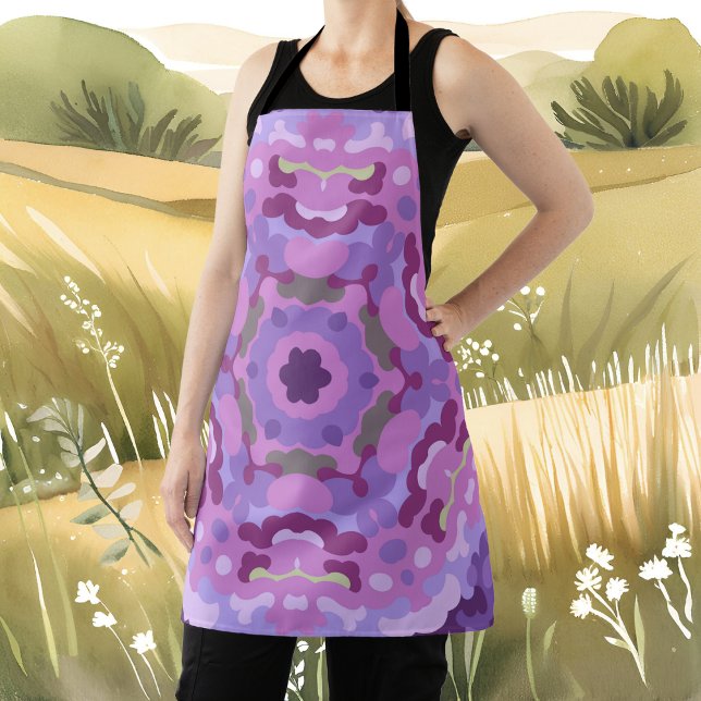 Retro Mandala Purple Pink and Blue Apron (Creator Uploaded)