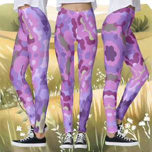 Retro Mandala Purple Pink and Blue Leggings