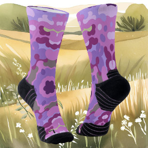 Retro Mandala Purple Pink and Blue Socks