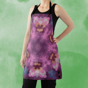 Retro Mandala Purple Pink and Orange Apron