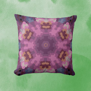 Retro Mandala Purple Pink and Orange Cushion