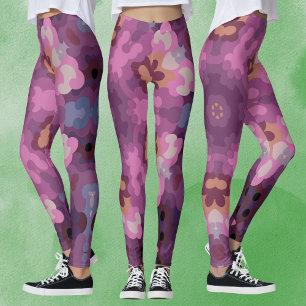 Retro Mandala Purple Pink and Orange Leggings