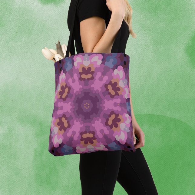 Retro Mandala Purple Pink and Orange Tote Bag (Creator Uploaded)